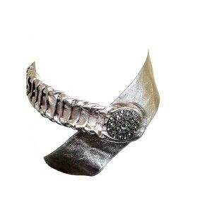 Chico Gold Tone Wide Leather belt Ordinate Buckle sz S